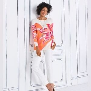 🌟 Chico's Tunic Sweater Women's Floral Knit Classic Fit Oversized Size Medium